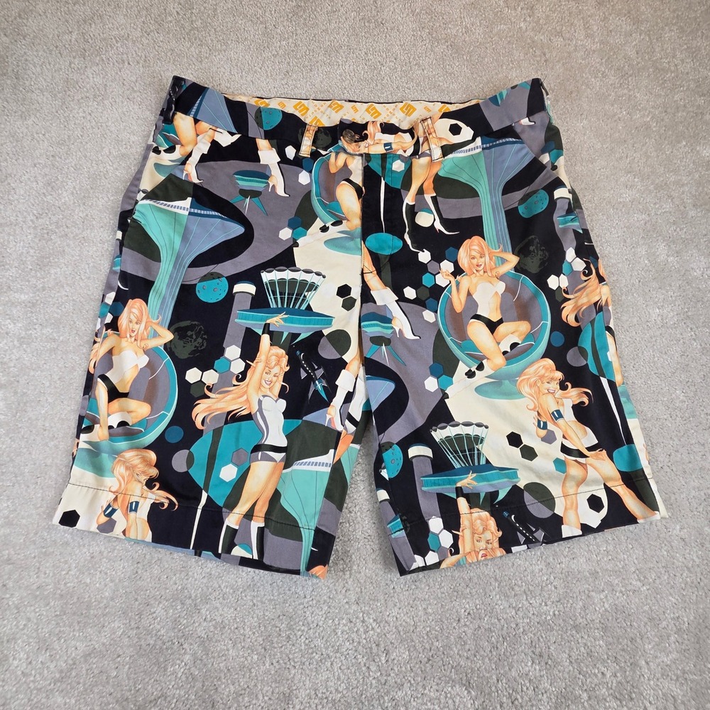 Loudmouth Golf Mens Shorts 40 Space Age Pinup‎ Retro Graphic Print Crazy Golf